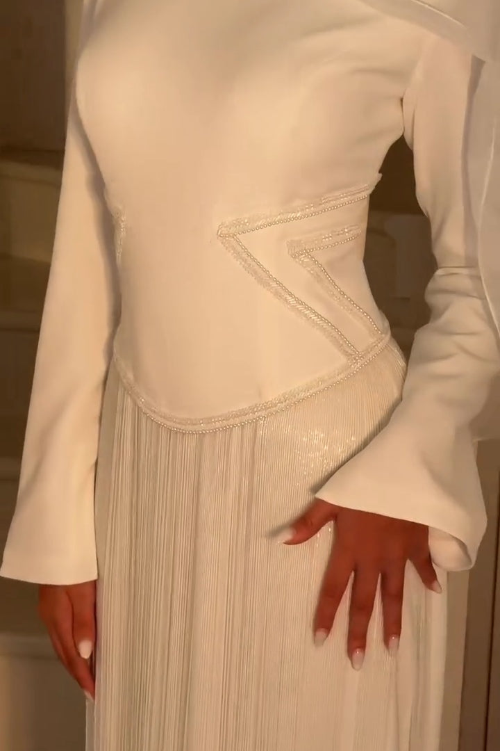 Grace Shimmering Tassel Maxi Dress-White