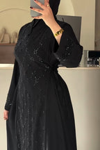 Raya Sequin Tie Waist Abaya Gown