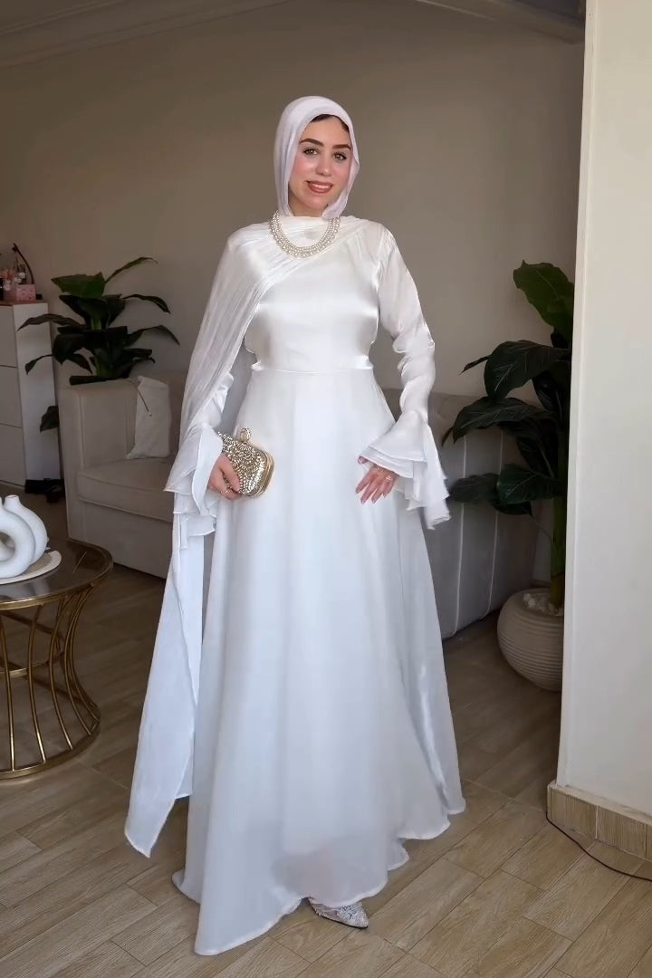 Nadia Cape Layered Flare Sleeve Gown