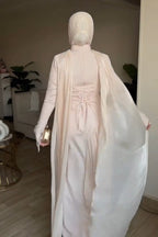 Zehra Floral Trim Asymmetrical Maxi-White