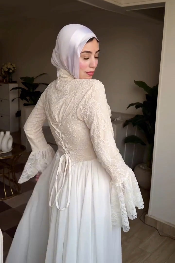 Maya Lace Flare Sleeve Two-Tier Maxi