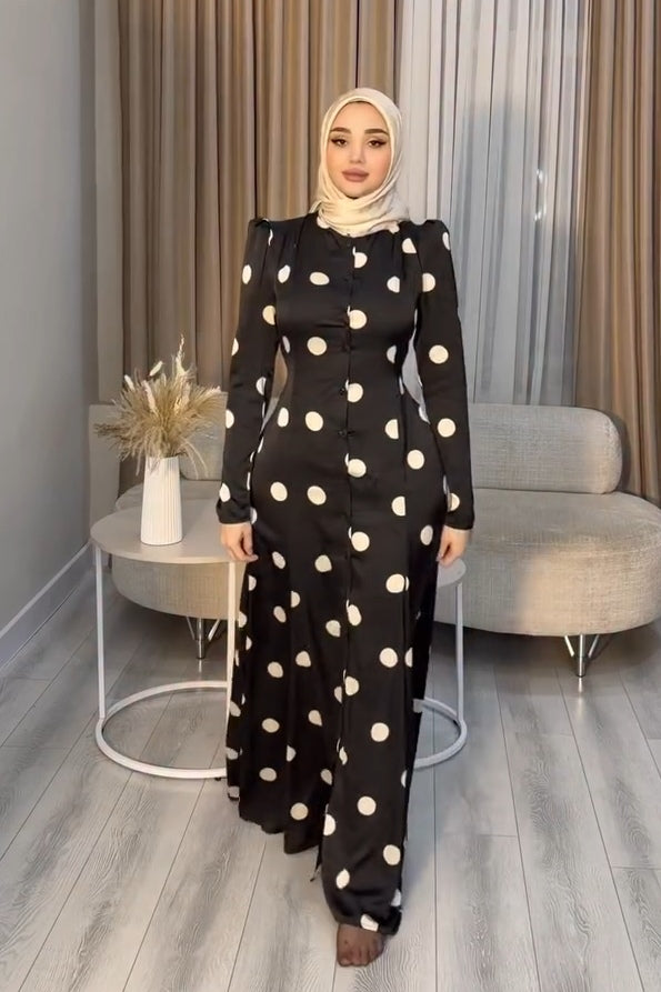 Lina Puff Sleeve Polka Dot Maxi Dress