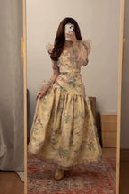 Liora Floral Ruffle Sleeve Maxi Dress