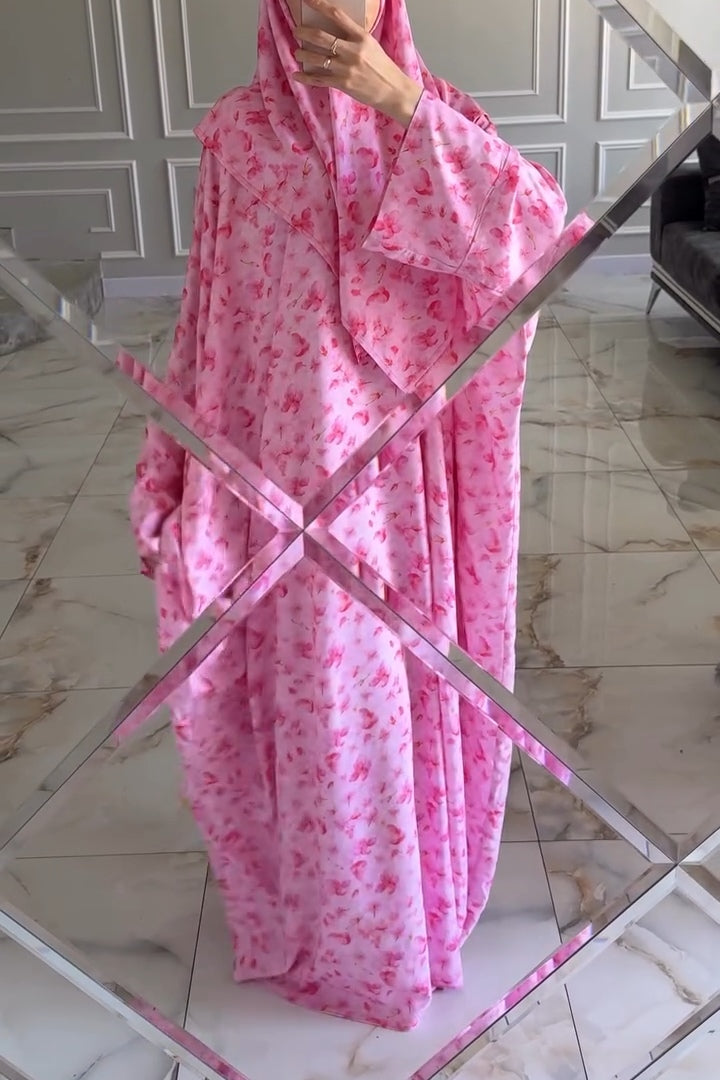 Amara Printed Loose Wide‑Sleeve Abaya