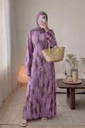 Leila Tie Dye Flare Sleeve Maxi Dress-Purple