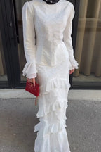 Elena Eyelet Embroidery Ruffled Skirt Set