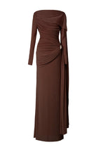 Elegant Solid-Color Slim-Fit Maxi Dress-Brown