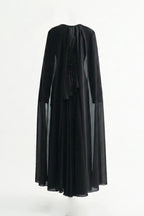 Sofia Peplum Cape Maxi Dress-Black