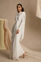 Elegant Draped Shawl Maxi Dress
