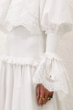 Kiara Embroidery Smocked Waist Maxi Dress