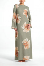 Bloom Floral Maxi Dress-Green