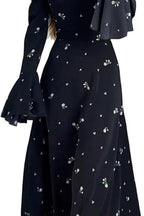 Ruffle Sleeve Cinched Floral Romantic Maxi Dress
