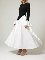Amara Contrast Ruffle Sleeve Maxi Dress