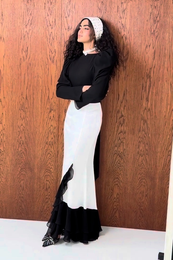 Maren Contrast Ruffle Mermaid Maxi