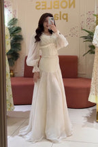 Liora Corset Beaded Tiered Maxi Dress