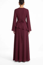Elegant Luxury Lightweight Long Sleeve Maxi Dress-Red