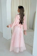 Luminous Organza Tie Neck Maxi Dress-Pink