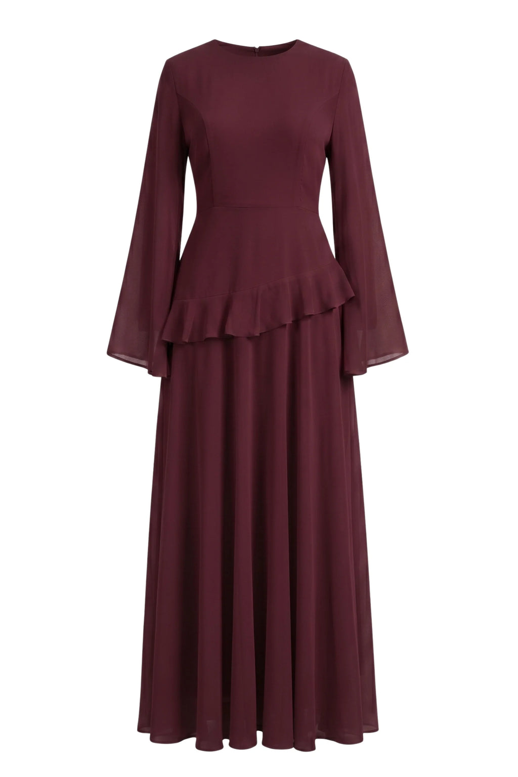 Elegant Luxury Lightweight Long Sleeve Maxi Dress-Red