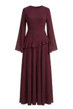 Elegant Luxury Lightweight Long Sleeve Maxi Dress-Red