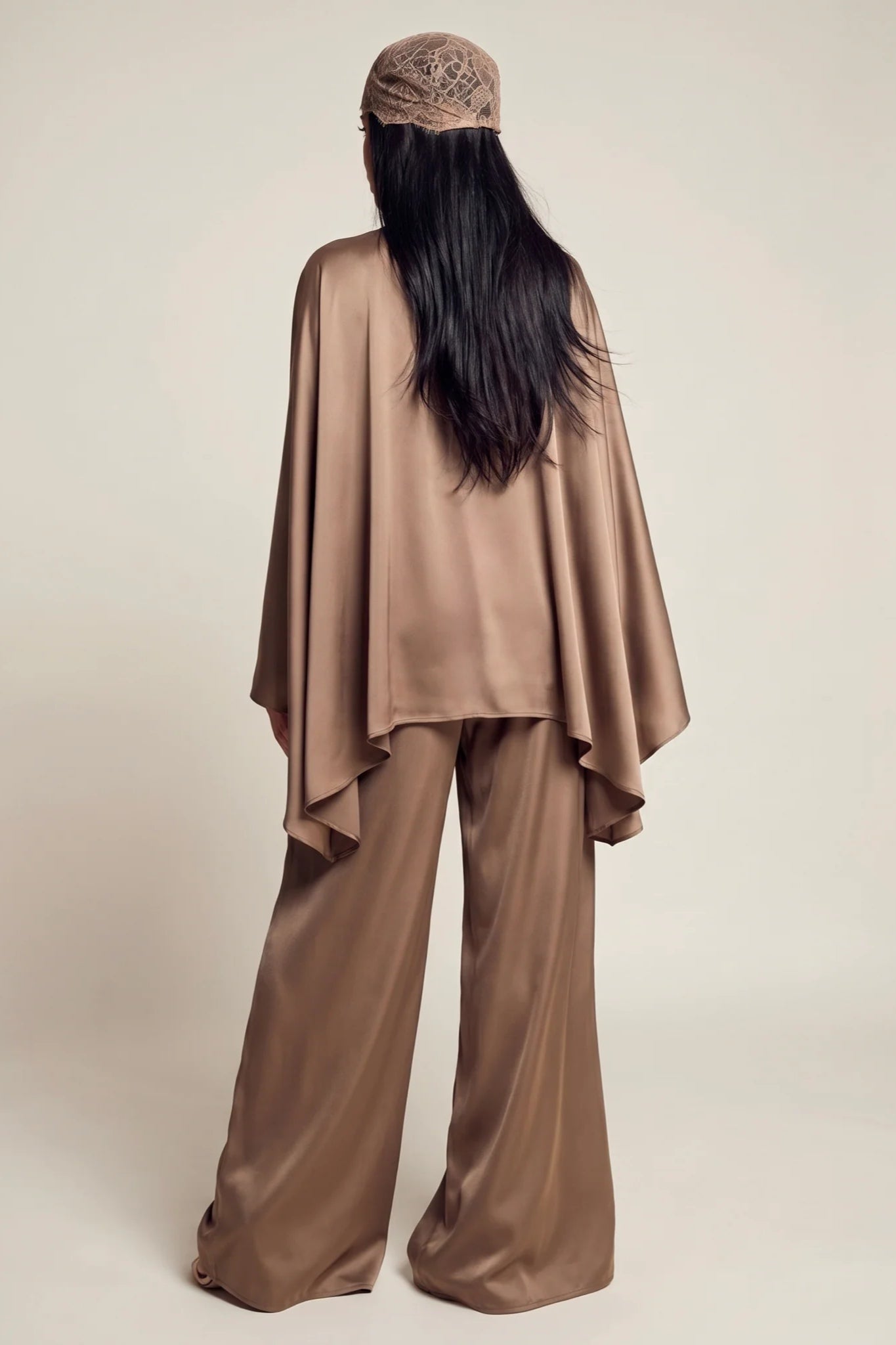 Sarah Cape Sleeve Pant Set-Brown