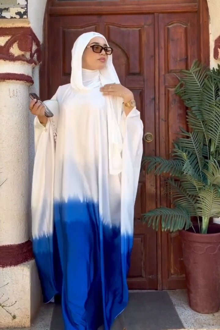 Elena Tie Dye Kaftan Maxi Dress-Blue