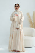 Rahma Tiered Flare Cuff Open Abaya-Apricot