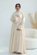 Rahma Tiered Flare Cuff Open Abaya-Apricot