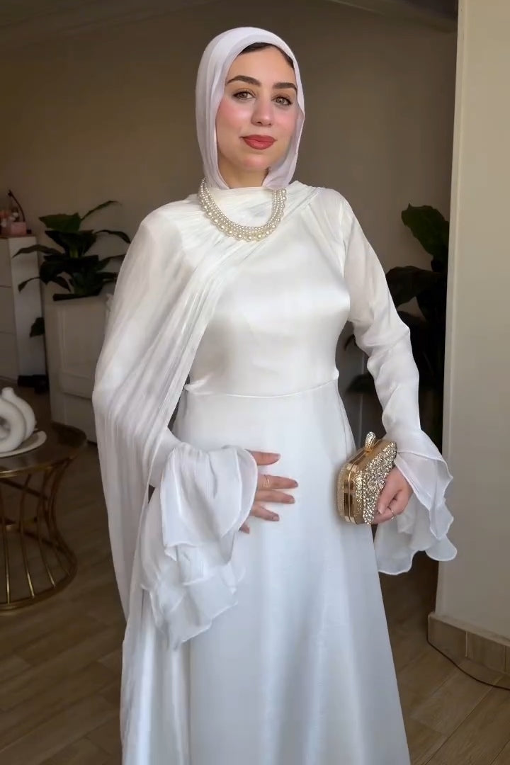 Nadia Cape Layered Flare Sleeve Gown