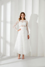 Jayleen Hollow Lace A-line Maxi Dress-White