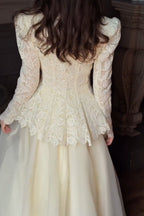 Lace Wrap Peplum Top and Organza Maxi Skirt Two-Piece Set