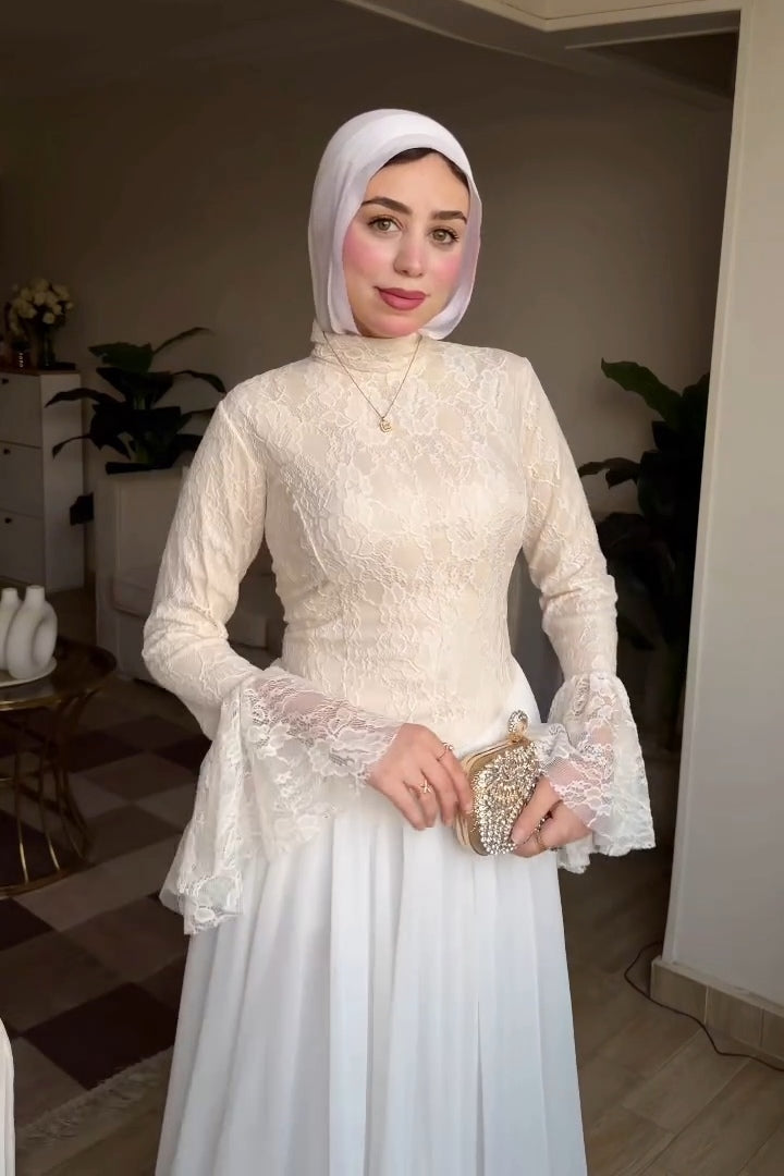 Maya Lace Flare Sleeve Two-Tier Maxi