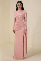 Elegant Solid-Color Slim-Fit Maxi Dress-Pink