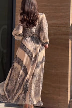Chloe Baroque Print Pleated Maxi Dress