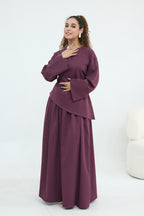 Zahra Asymmetrical Two Piece Maxi Set-Purple