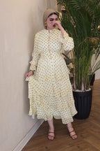 Maya Polka‑Dot Tiered Waist‑Tied Dress