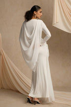 Elegant Draped Shawl Maxi Dress