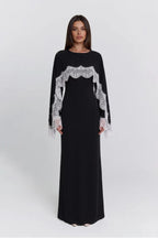 Salma Polka Dot Lace Cape Sleeve Maxi Dress