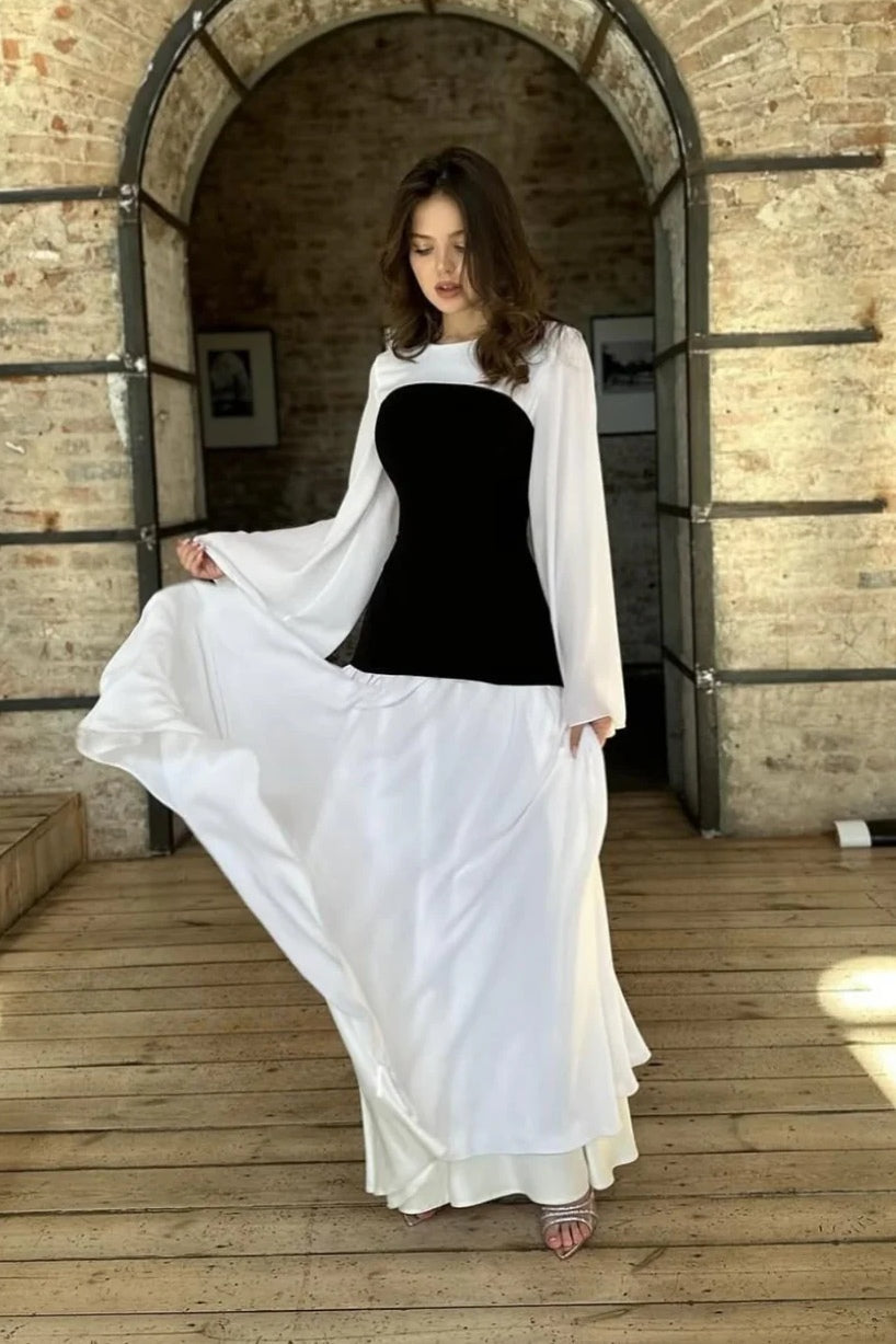 Maya Contrast Flare Sleeve Maxi Dress