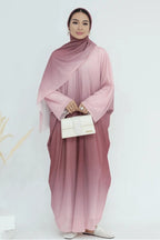 Marissa Sparkly Gradient Abaya With Hijab-Pink