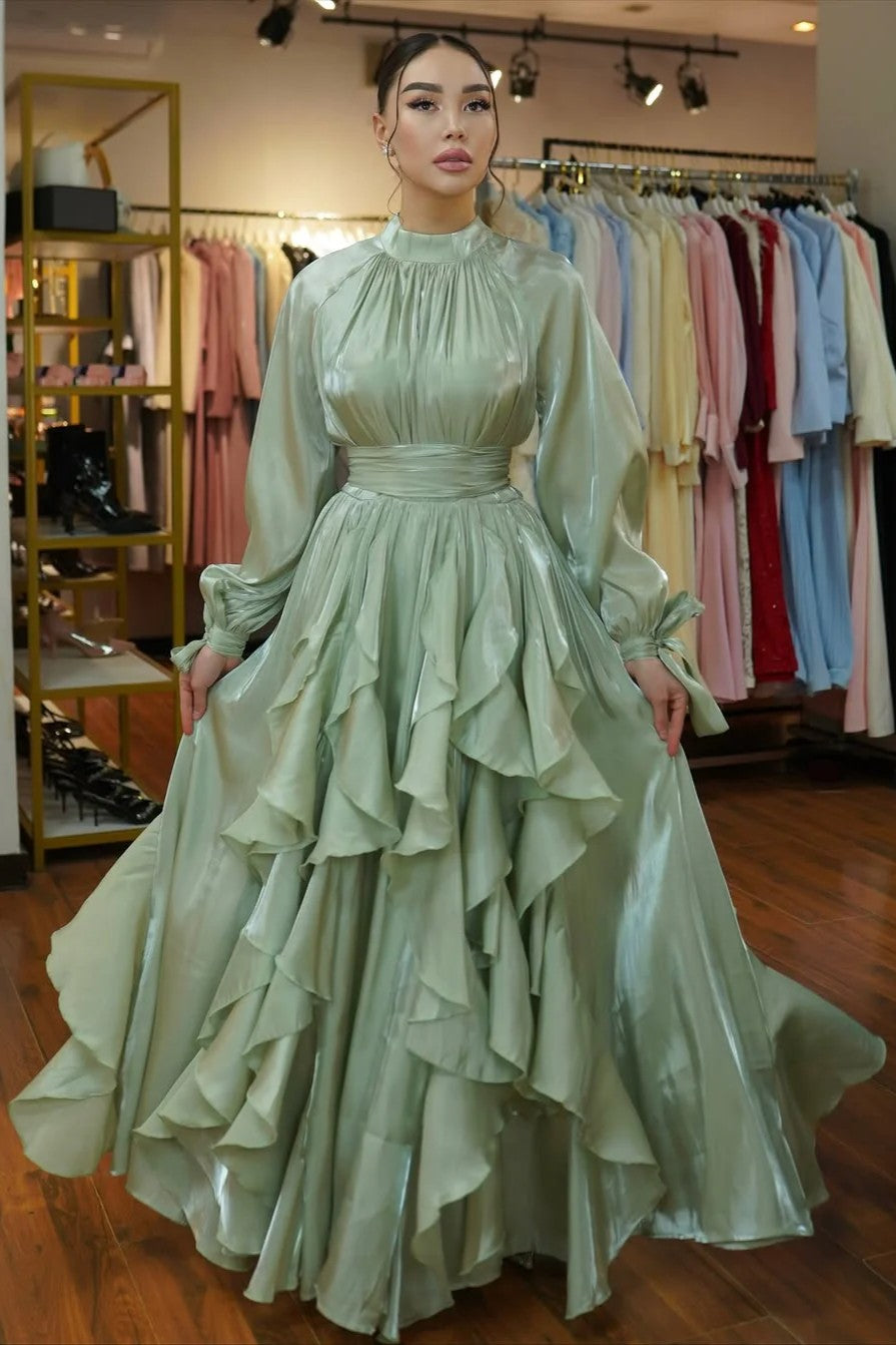 Elegant Slim-Fit Maxi Dress-Green