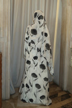 Watercolor Floral Print Abaya & Matching Hijab Set