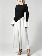Amara Contrast Ruffle Sleeve Maxi Dress