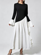 Amara Contrast Ruffle Sleeve Maxi Dress