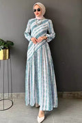 Liora Striped Pleated Modest Maxi Dress