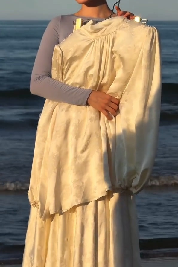 Maren High Neck Jacquard Satin Maxi