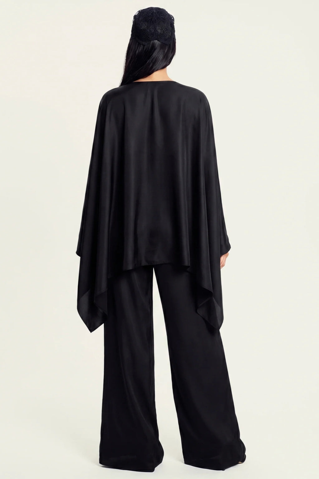 Sarah Cape Sleeve Pant Set-Black