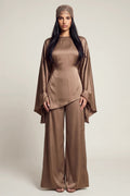 Sarah Cape Sleeve Pant Set-Brown