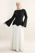 Scalloped Hemline Flared Sleeve Maxi Dress
