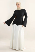Scalloped Hemline Flared Sleeve Maxi Dress