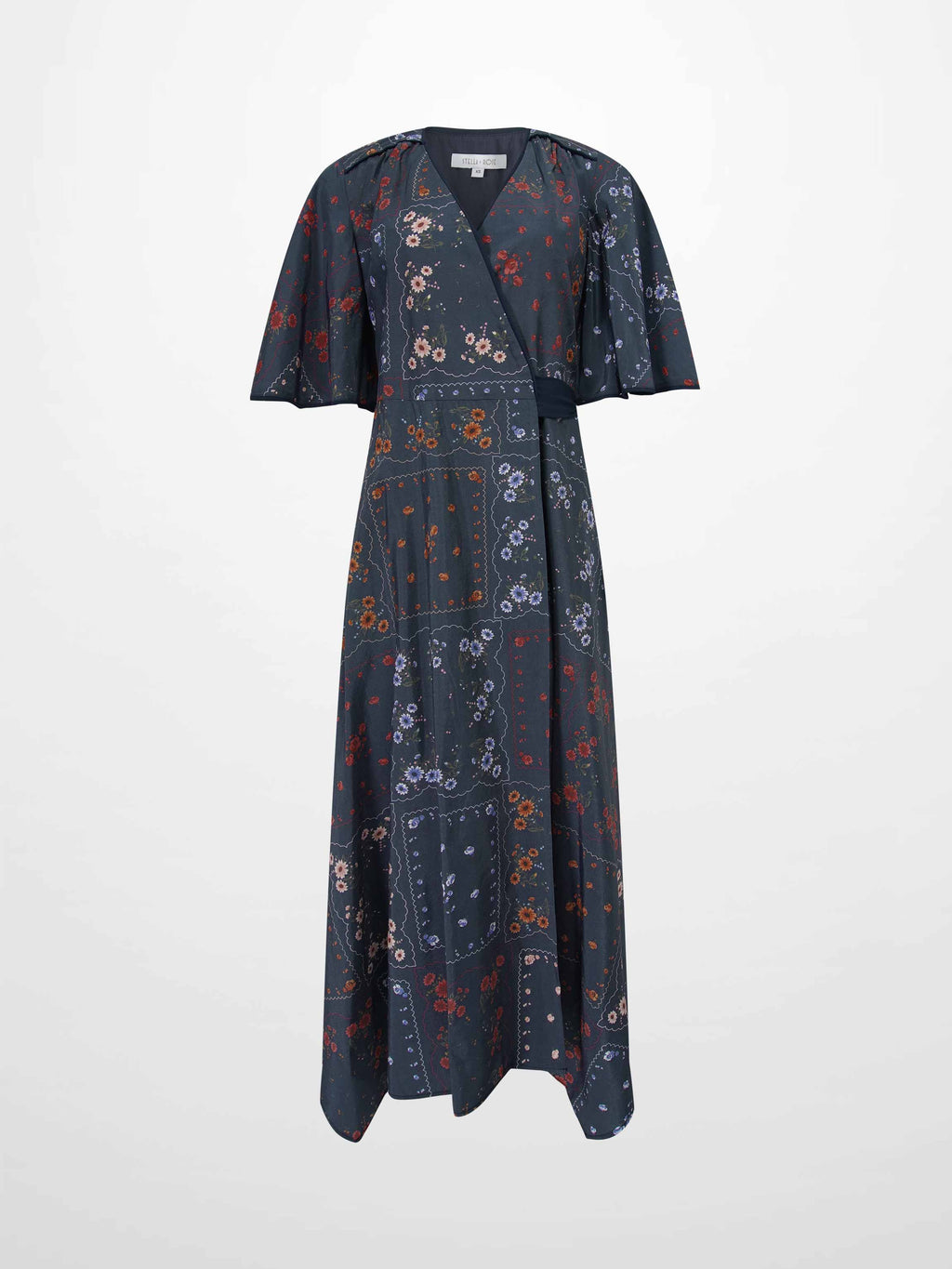 Flutter Sleeve Wrap Dress-Colored Floral